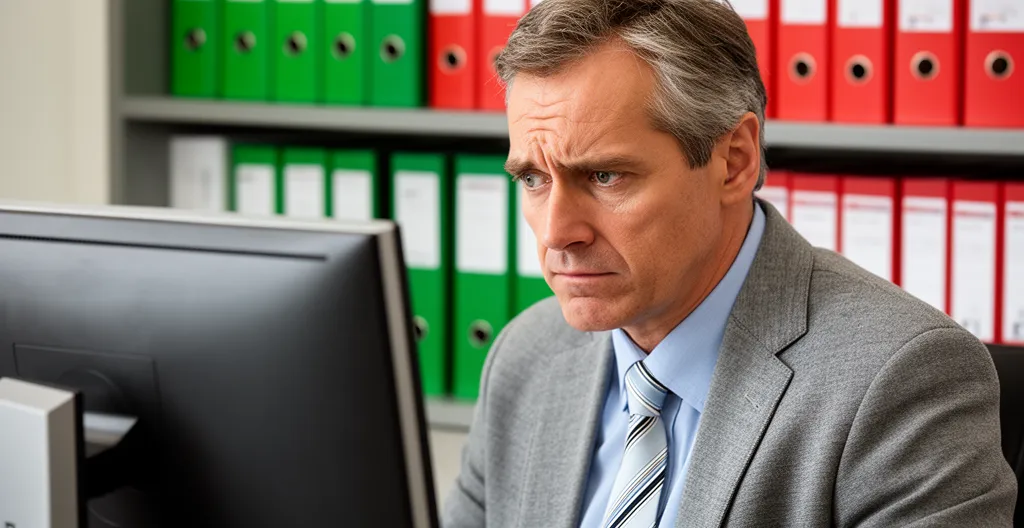 Comptable concentré devant écran affichant des données de suivi clients